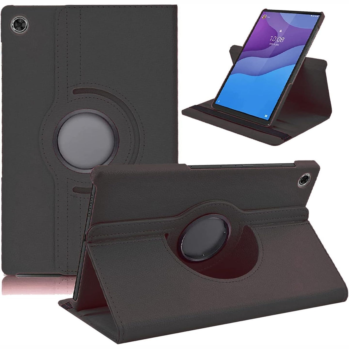 309263 - DLAHABY Mbrojtëse për Lenovo Tab M10 HD Gjenerata e 2-të TB-X306F/TB-X306X, Lëkurë PU, 360 Rrotullim, 10.1 Inç, e Zezë