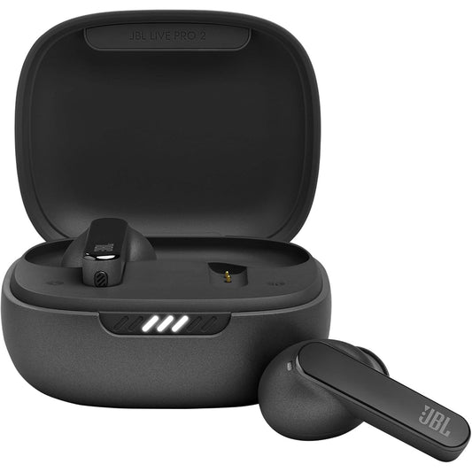 272711 - JBL LIVE PRO 2 TWS – Kufje pa tel, të papërshkueshme nga uji dhe me anulim zhurmash, në të zezë – Kapacitet deri në 40 orë dëgjim