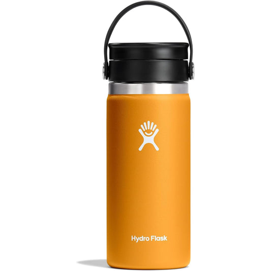222067 - HYDRO FLASK Kapak Flex Sip për Gojë të Gjerë 473 ml (16 OZ) - I papërshkueshëm nga rrjedhjet - Kapak me dizajn hoje bletësh me dorezë fleksibile mbajtëse dhe pa BPA - I sigurt për lavastovilje - Fosile