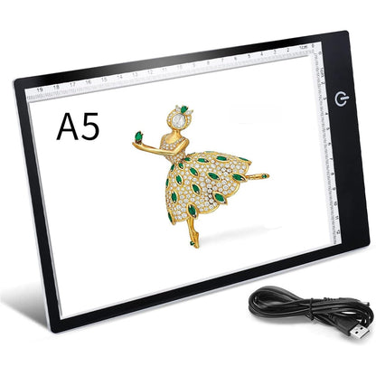 228821 - XIAOSTAR BLLOK NDRIÇIMI A5 ME DRITË LED, TABELË VIZATIMI ME SHKËLQIM TË RREGULLUESHËM, TABELË KOPJIMI ME KABLLO USB PËR ARTISTË, PIKTURË DHE SKICIM (A5-UPGRADE)