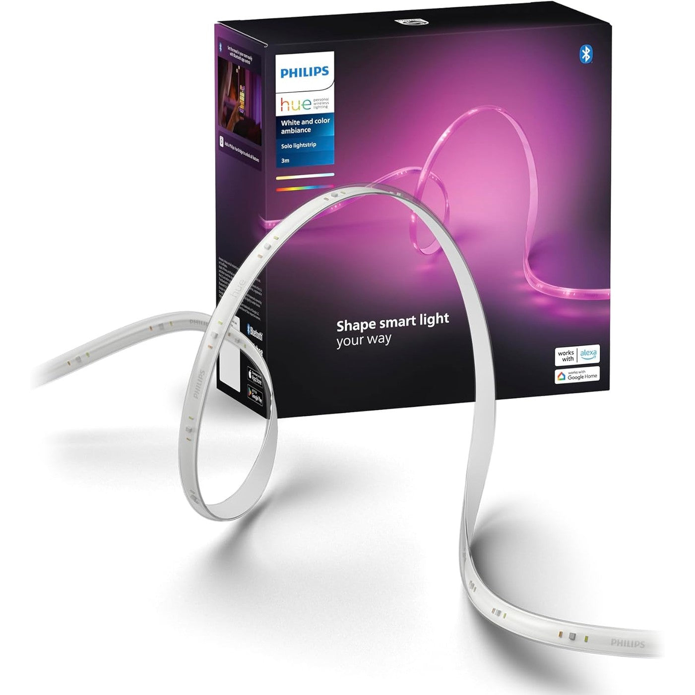 217141 - PHILIPS Hue Shirit LED 3m për Përdorim të Brendshëm, Funksionon me Alexa, Google Assistant dhe Apple HomeKit