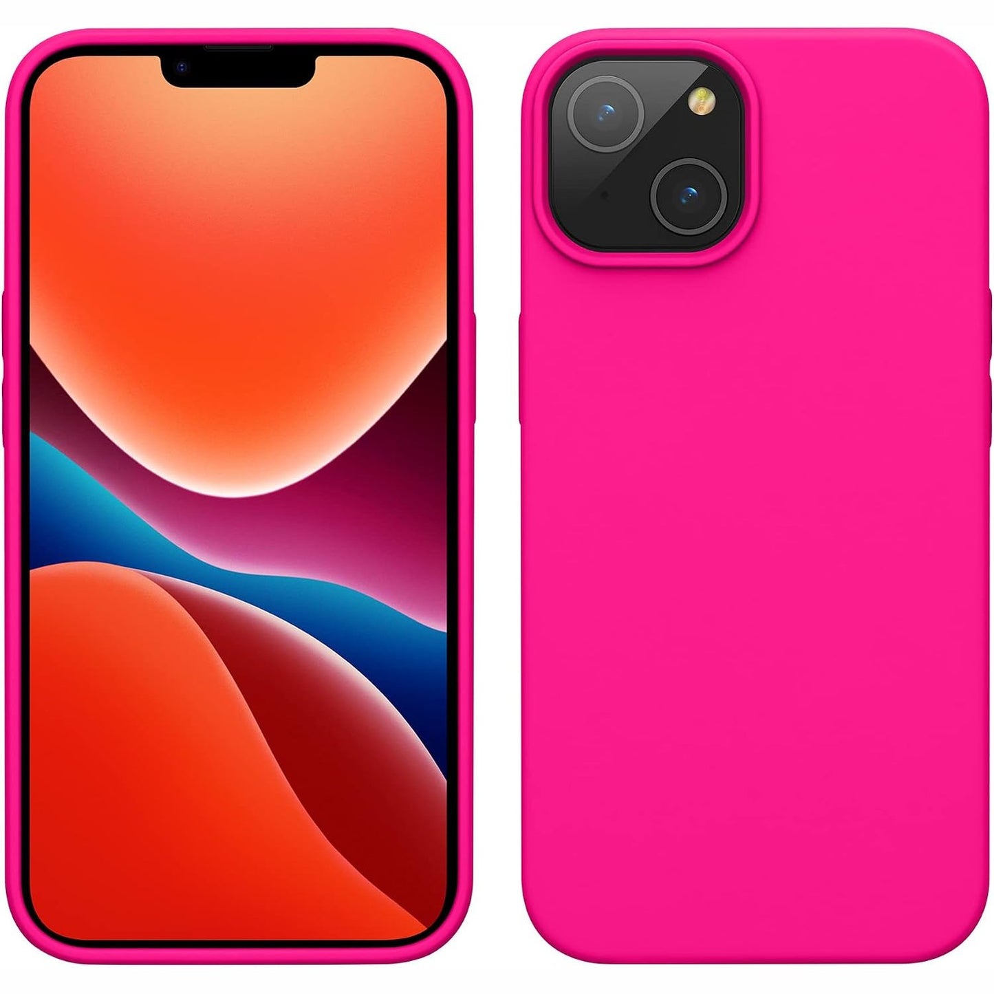 320674 - kwmobile Mbrojtëse për Apple iPhone 14, Mbrojtëse e hollë me shtresë të butë, Rozë neoni