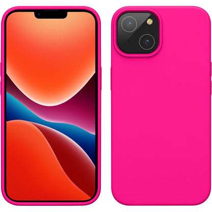 320674 - kwmobile Mbrojtëse për Apple iPhone 14, Mbrojtëse e hollë me shtresë të butë, Rozë neoni