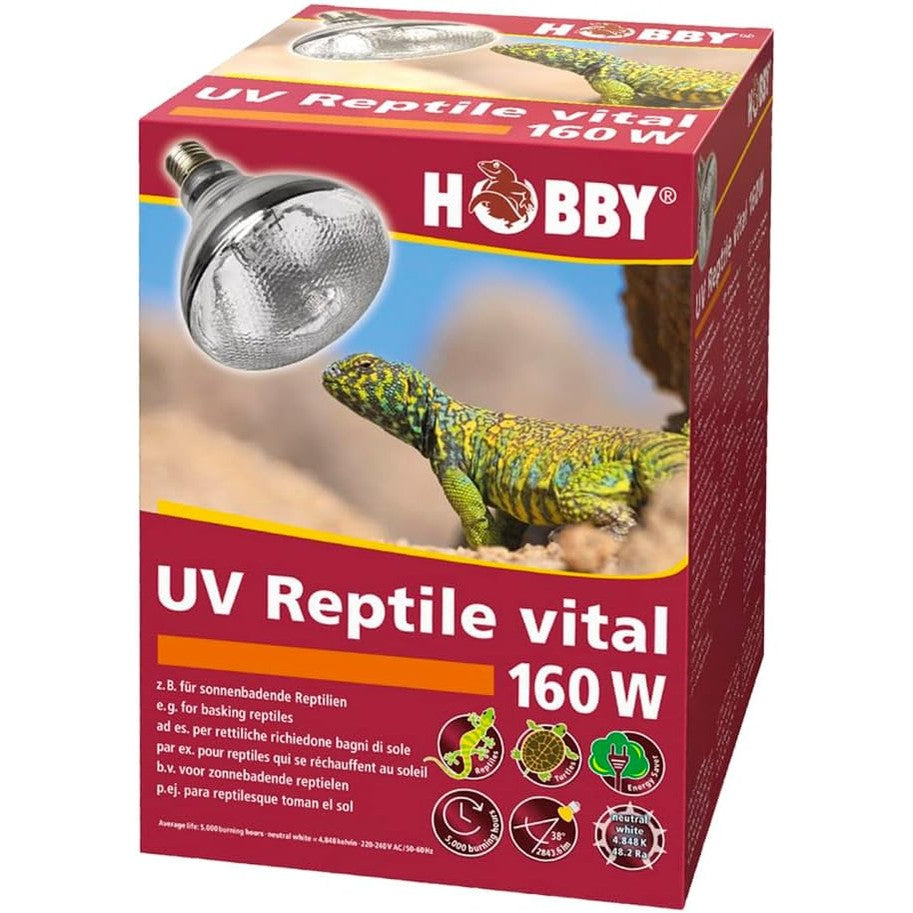 183378 - HOBBY - Llambë UV për Terrariume, Terraristik Reptile Vital Power, 160W, për Mbajtjen e Zvarranikëve, Dritë UV për Zvarranikët që Bëjnë Banja Dielli, Efikasitet Energjitik dhe Jetëgjatë