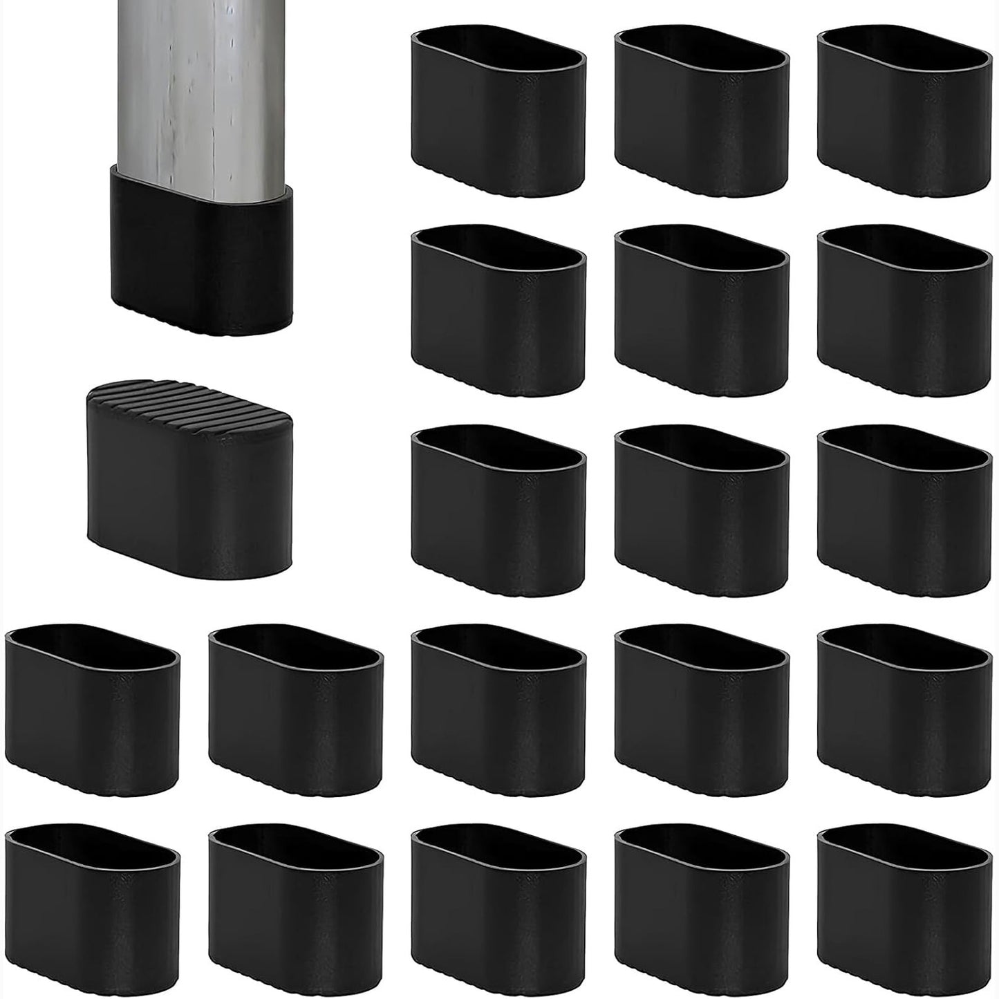 198556 - THETAG Kapakë Plastikë për Këmbët e Karriges në formë Ovale, 50x20 mm, set prej 20 copë - Mbrojtës për Këmbët e Karriges