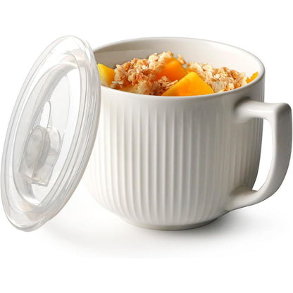 252665 - NUTRIUPS Tas Supe Qeramike me Dorezë për Mikrovalë, Filxhanë Supe 900 ml me Dorezë, Filxhan i Madh Kafeje