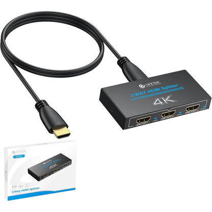 274097 - eSynic Ndarës HDMI, 1 Hyrje, 3 Dalje, 4K@30Hz, 15.5 mm, Kuti Metalike, Shpërndarës HDCP 1.4, Bypass HDCP, Mbështetje Dolby/DTS për HDTV, PC, Blu-ray, PS3, PS4, PS5, Xbox, DVD