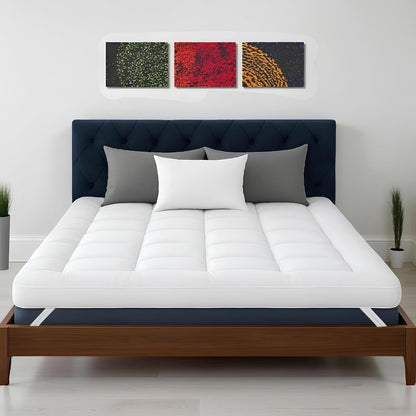 222293 - COZY AURA Mbulesë dysheku me një shtresë të qepur ultra të butë (90×190 cm), trashësi 10 cm, rripa elastikë, mikrofibër hipoalergjike dhe e frymëmarrshme