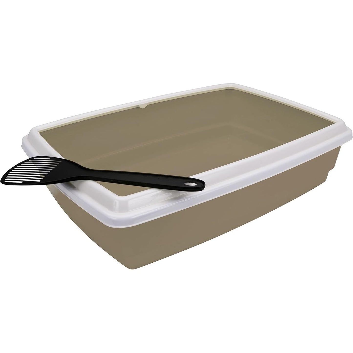 234133 - AIMÉ Kuti mbeturinash për mace, e hapur me buzë dhe lugë, plastike higjienike, ngjyrë taupe, dimensionet: 44 x 34 x 11 cm