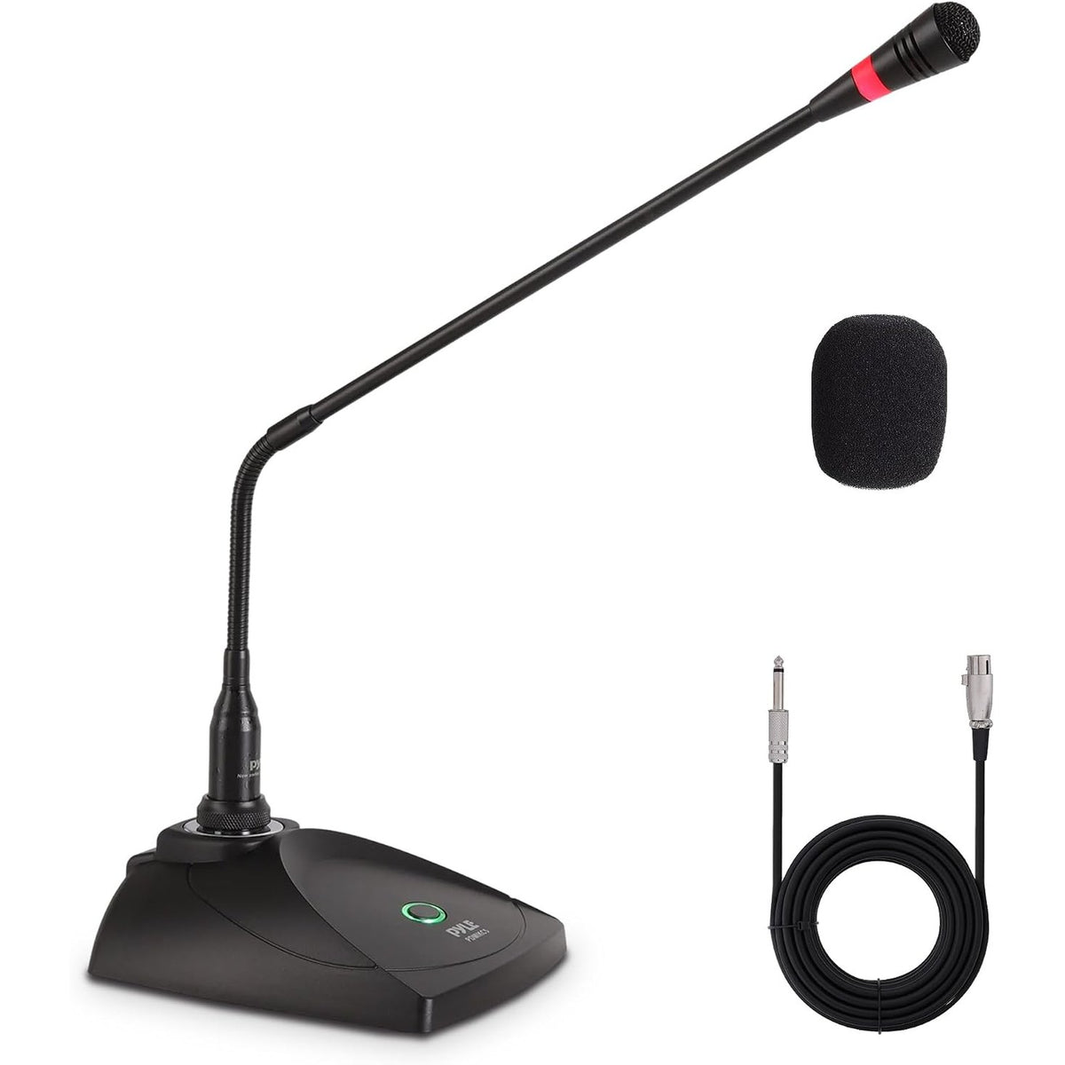 308834 - PYLE Mikrofon kondensues për tavolinë Gooseneck, Mikrofon i filtruar me filtër pop, kabllo audio XLR në 1/4" - për karaoke, konferenca, regjistrime në studio