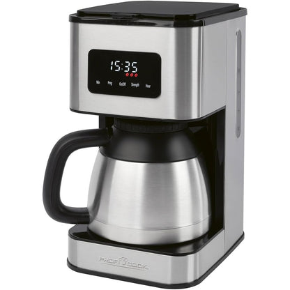 288314 - PROFICOOK® Aparat kafeje me termos, për deri në 10 filxhanë kafe, 900W, përzgjedhje aromash, ndalesë pikimi, me ekran ore, strehim çeliku inox, PC KA 1300