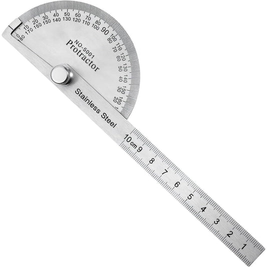 164177 - MATËS KËNDI METALIK prej Çeliku Inox, 0-180°, me Vidë Kyçjeje Metalike të Rregullueshme, Stilolaps Vizatimi Për Shkolla dhe Zdrukthëtarë