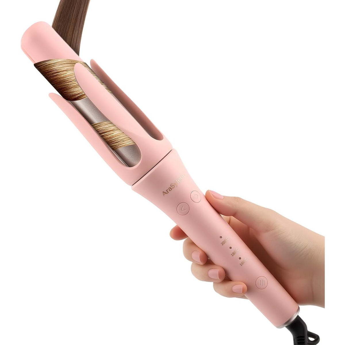 302936 - AraSyleon Kaçurrela Automatike Bidireksionale për Flokë | Temperaturë 32 mm me 3 nivele (160-200°C) | Jonike dhe Kundër Djegies | Për Flokë të Gjatë