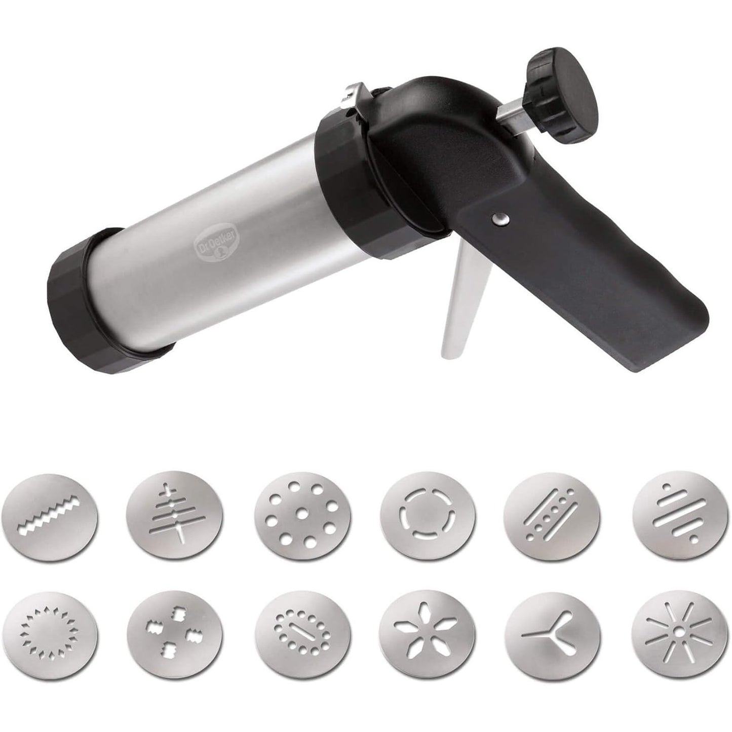 183979 - DR. OETKER - Presë Profesionale për Biskota nga Çeliku Inox për Biskota Spritz, e Pastrueshme në Lavastovilje, Ngjyre: e Zezë/Argjendtë