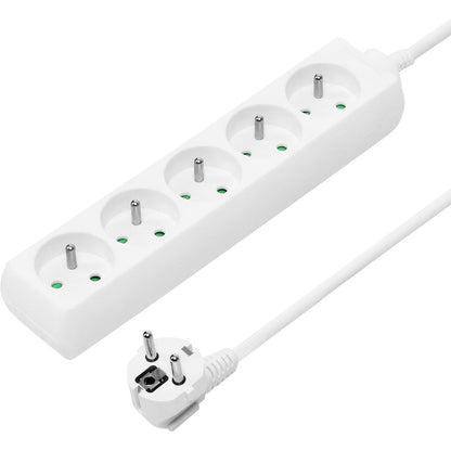 320411 - PremiumCord Shpërndarës elektrik 230V 5 priza kabllo zgjatuese 230V priza franceze të rrotulluara 45° shumëprizë sigurie për fëmijë pa çelës 5m
