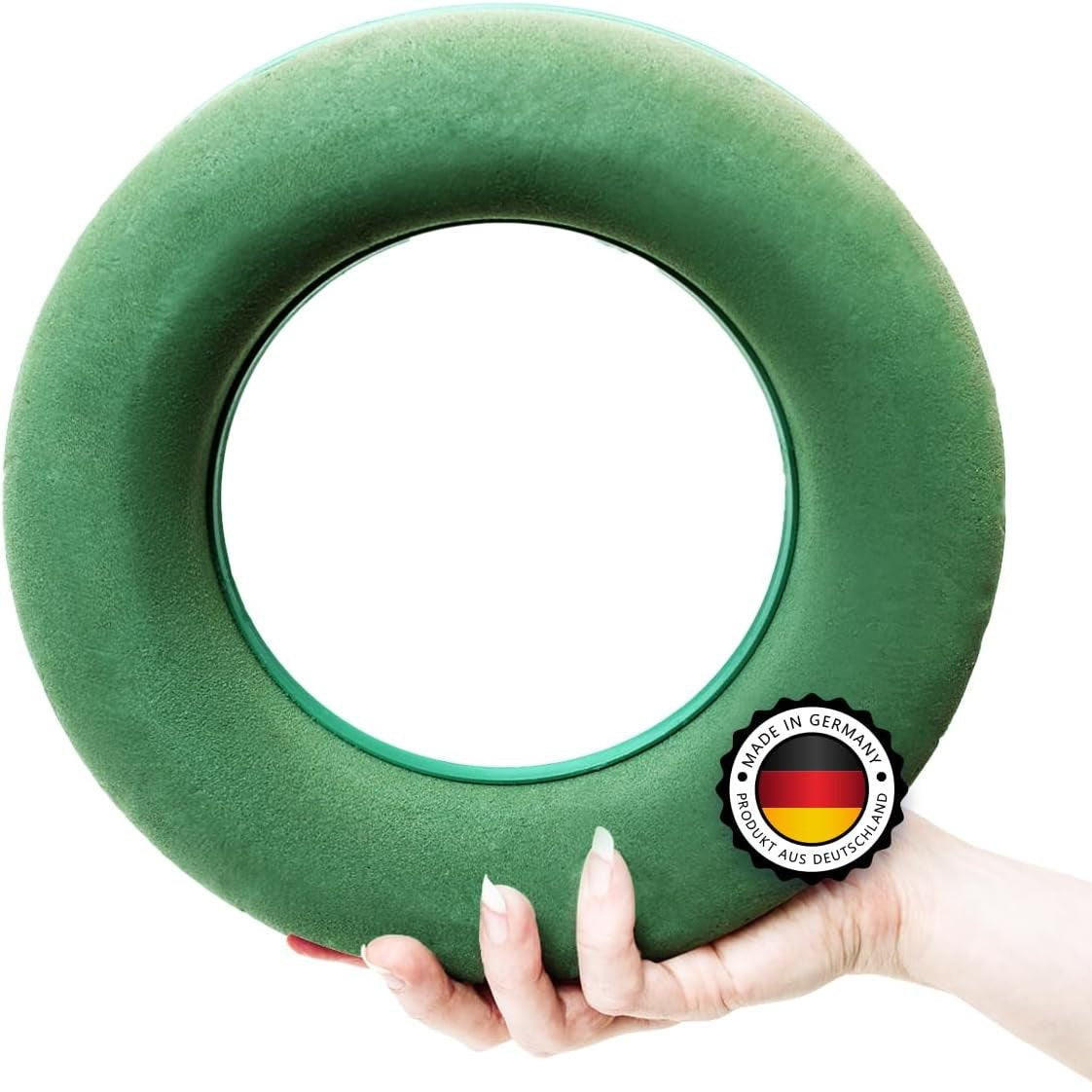 206663 - SET ME SHKUMË LULESH GJERMAN - Unaza prej shkumë lulesh të lagësht, 1 copë, 25 cm - Sfungjer për punime artizanale, aranzhime me lule, kurorë Adventi, për festime dhe dasma