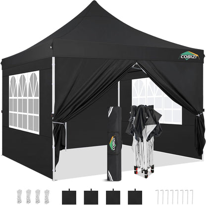 245042 - COBIZI Gazebo i palosshëm 3x3m, tendë profesionale për kopsht, e papërshkueshme nga uji, me 4 panele anësore, tendë festash UV 50+ për kopsht, festë, kamping