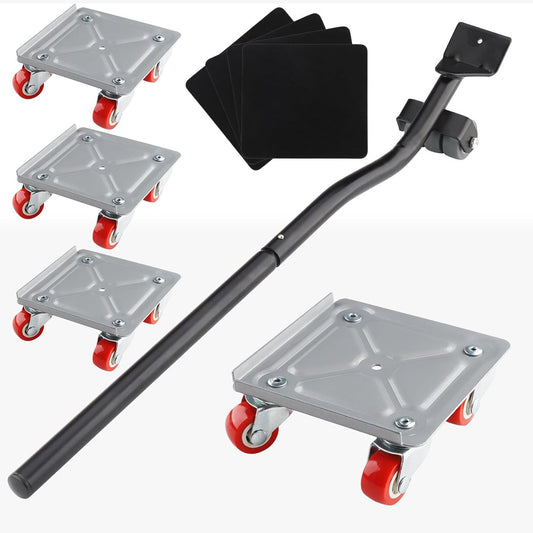 175724 - FOYDREAM Ngritës Mobiljesh për Mobilje të Rënda, Rrota Transporti me Shirit të Zgjatshëm, I Rrotullueshëm 360°, Kapaciteti i Ngarkesës 600kg për Zhvendosjen e Divaneve, Dollapëve dhe Frigoriferëve