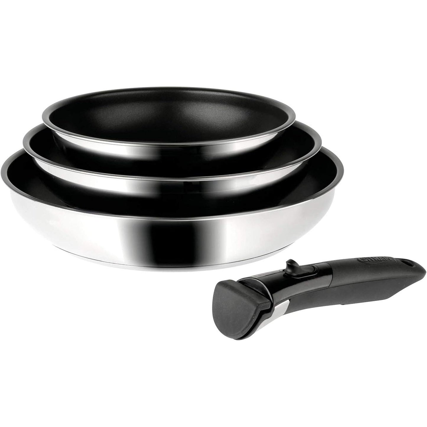 213194 - SITRAM Set me 3 tiganë çeliku inox Ø20+24+28cm, i përshtatshëm për të gjitha sobat, përfshirë induksionin