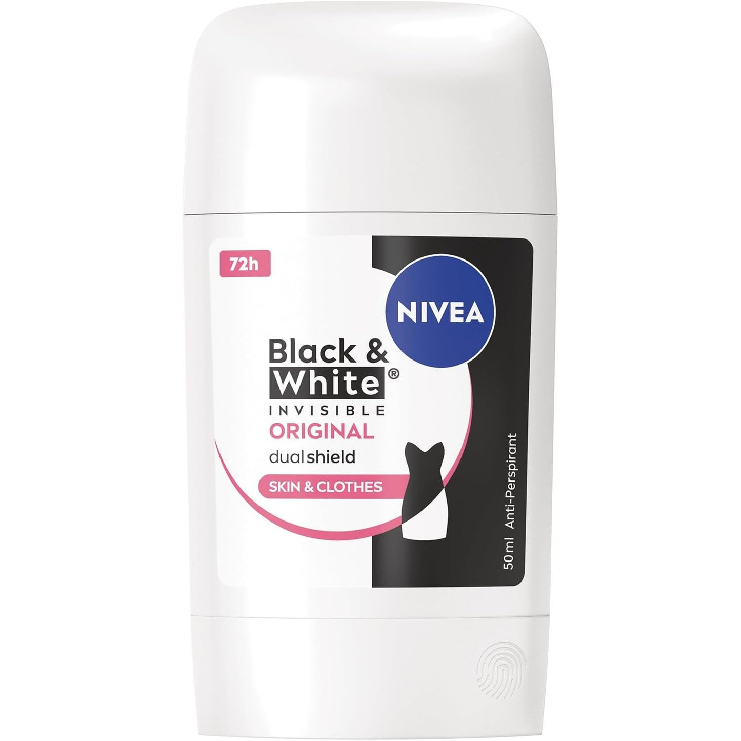 322147 - NIVEA Deodorant Stick Black & White Invisible Original, 50 ml, efektiv 72 orësh për femra
