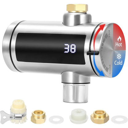 288581 - Ngrohës uji çeliku inox, rubinet elektrik me ekran LED të temperaturës, mini ngrohës uji për rubinetin/lavamanin e kuzhinës
