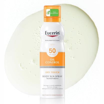 271622 - EUCERIN Krem dielli Oil Control Body Sun Transparent Dry Touch SPF 50, 200 ml, me filtra UVA/UVB, për lëkurë të ndjeshme dhe të prirur ndaj akneve