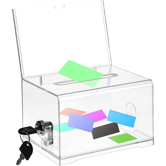 186393 - KUTI DHURIMI Akrilike Transparente me çelës, Mbjatëse Drynash dhe Tabele, për Votim, Karta Biznesi dhe Sugjerime