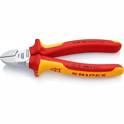 293436 - KNIPEX Prerës anësorë të izoluar, kromuar, doreza shumëkomponentëshe, të testuara VDE, 160 mm, model 70 06 160.