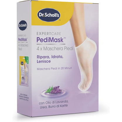 336735 - DR. SCHOLL Maska për këmbët me vaj livandoje, çorape hidratuese, 4 palë, riciklueshme