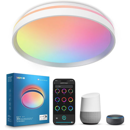 222846 - LEPRO Dritë tavani LED inteligjente T1, dizajn ndriçimi i personalizuar me inteligjencë artificiale, lidhje Wi-Fi dhe Bluetooth, 24W 1800LM, IP44 rezistente ndaj ujit, për dhomë gjumi, dhomë ndenjeje, korridor, kuzhinë (φ29cm)