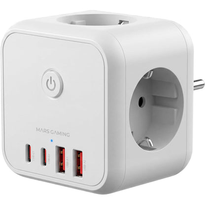 309054 - MARS GAMING MD-CUBE20, Kub energjie, 3 priza SCHUKO + 2 USB-C + 2 USB-A, 20W PD
