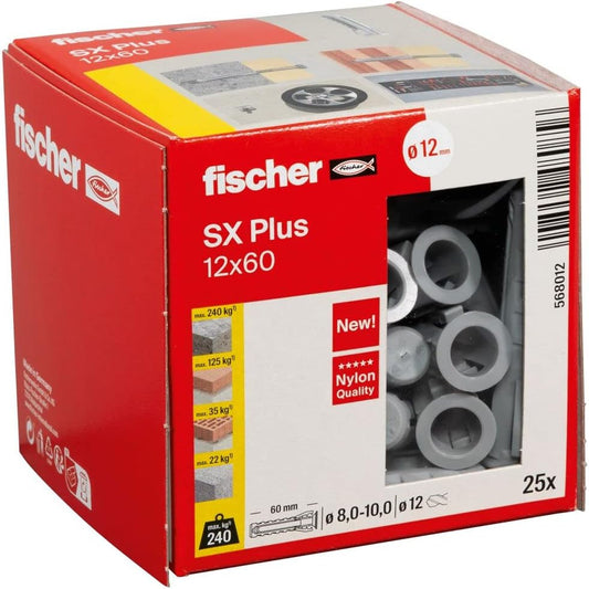 164229 - FISCHER Tapa zgjerimi për mure SX Plus 568012, 12 x 60 mm, Pako me 25 copë