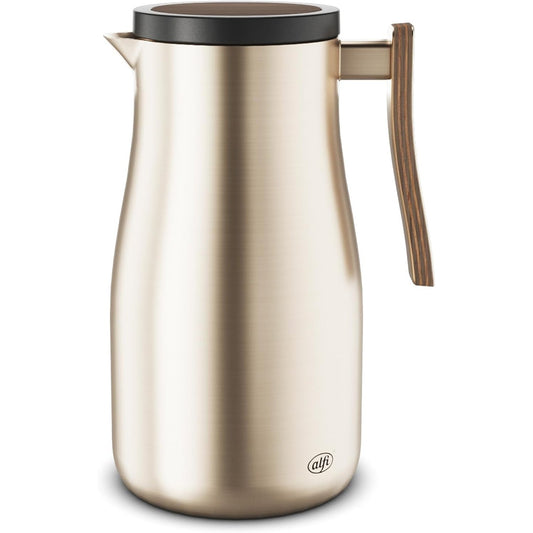 260171 - ALFI STUDIO ALLURE Enë e izoluar 1.0l, shampanjë ngjyrë ari me elementë druri, çelik inox me mure të dyfishta, mban pijet të ngrohta për 12 orë, të ftohta për 24 orë, kapak me rrotullim, hapje e madhe, pa BPA