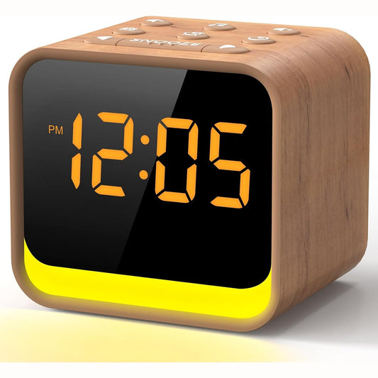 167608 - REACHER Orë Alarmi Dixhitale me Radio FM për Dhomën e Gjumit, Zhurmë të Bardhë, 9 Tone Alarmi, Ekran që Errësohet, Dritë Nate me 7 Ngjyra, Kohëmatës për Fikje Automatik