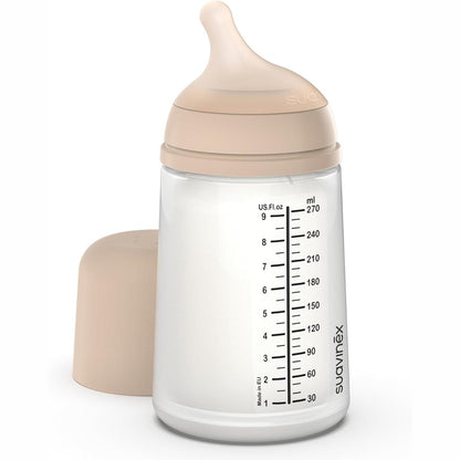 317818 - SUAVINEX Shishe Zero Zero Anti-Kolik, Thithë Silikoni me Rrjedhje të Mesme (M), për Bebe 3+ Muaj, 270 ml, e Lehtë