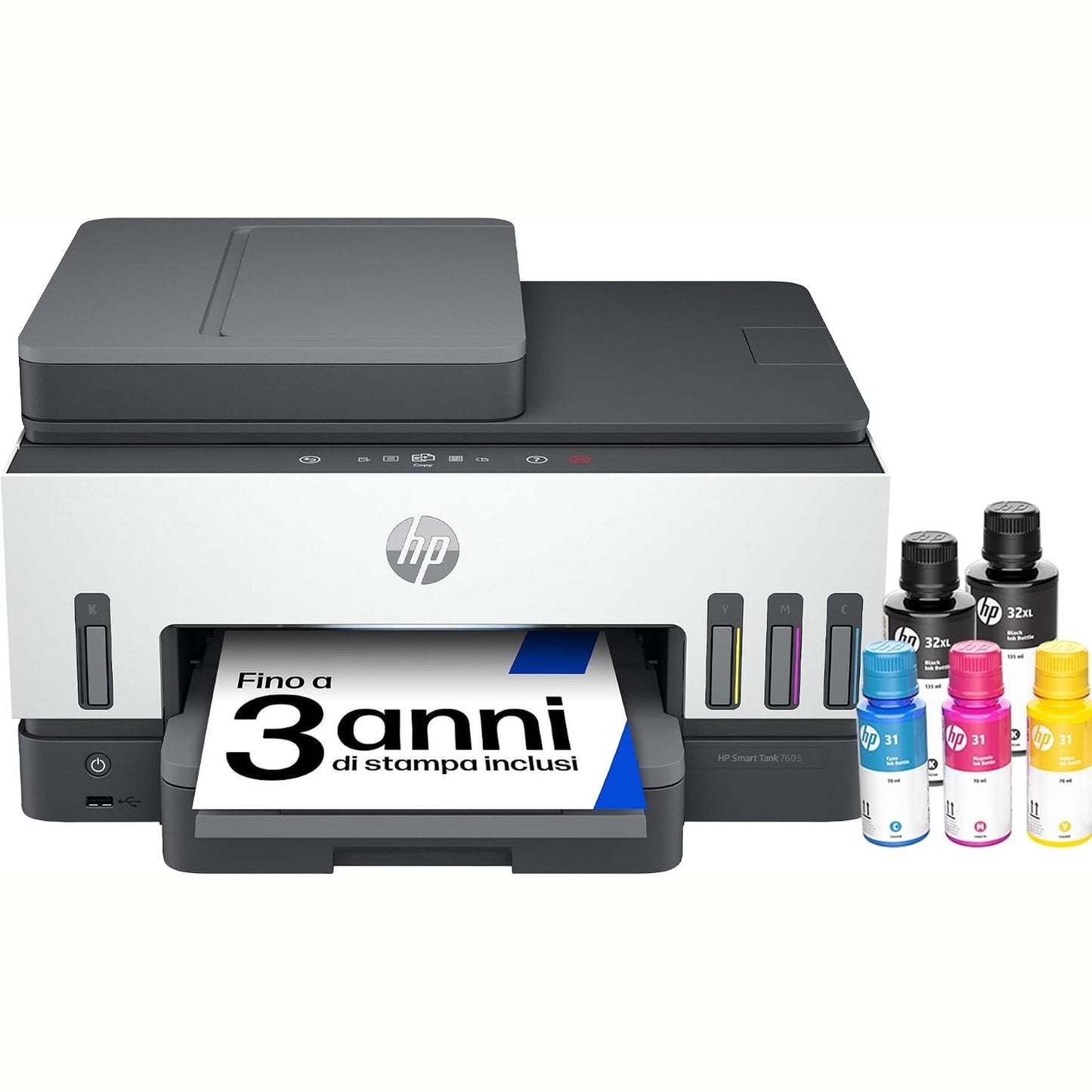 272598 - HP Printer Shumëfunksional Smart Tank 7605 4-në-1 (Wi-Fi Duplex ADF) –  rezervuar i madh boje, rendiment i lartë, printim me cilësi të lartë