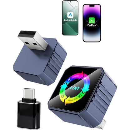 319955 - ADAPTUES PA TEL PËR CARPLAY GCNWW 4-NË-1 DHE ANDROID AUTO DONGLE, MBËSHTET AIRPLAY DHE MIRRORLINK SCREEN PASQYRING, LIDHJE E SHPEJTË DHE E QENDRUESHME 5.8GHZ, PLUG AND PLAY PËR MAKINA ME CARPLAY TË LIDHUR ME TELA NGA FABRIKA