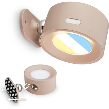 227970 - BRILONER Drita shkopinjsh - Dritë muri LED pa lidhje energjie ose shpim, me bateri, e ndjeshme ndaj prekjes, e errësueshme, CCT, e lëvizshme magnetikisht, llambë muri ngjitëse, llambë leximi, llambë korridori, 9x7.5x4 cm, ngjyrë bezhë