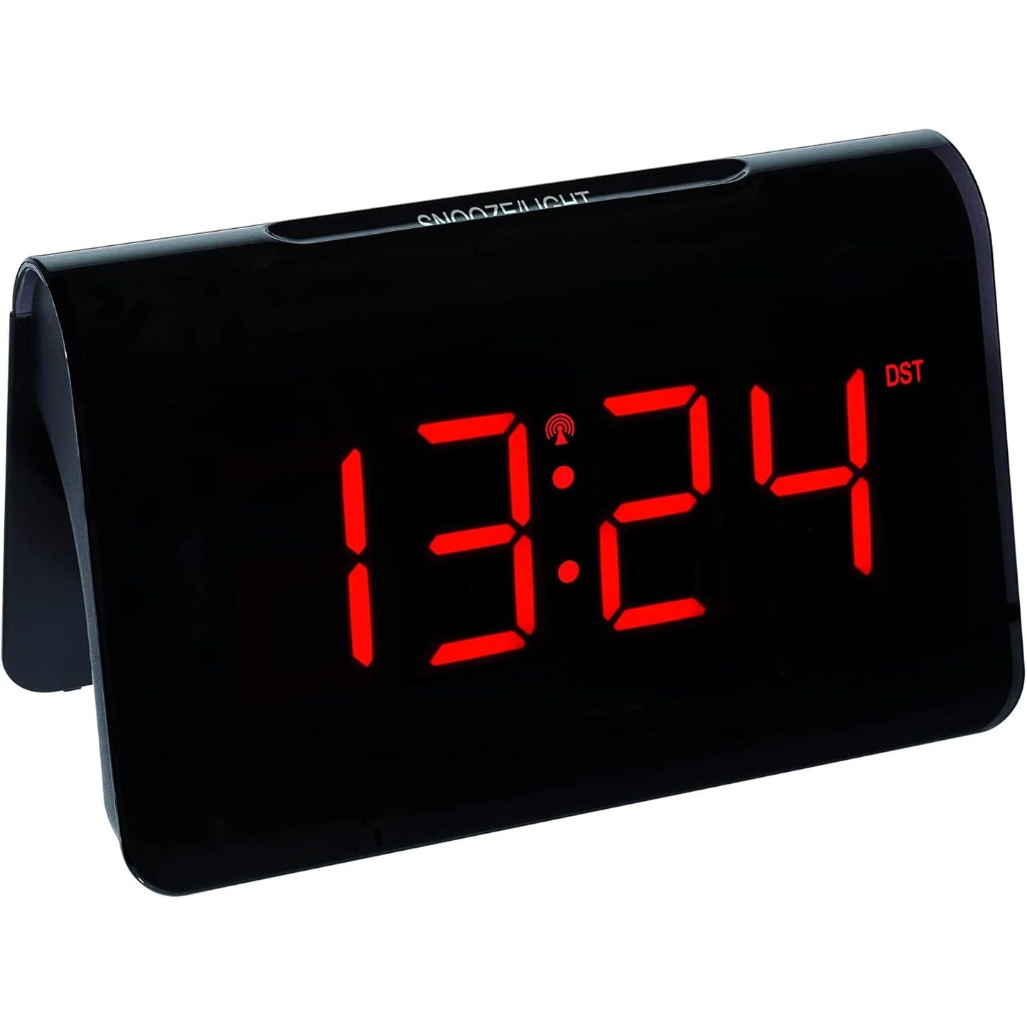167797 - TFA DOSTMANN ICON Orë Alarmi Dixhitale me Radio, 60.2543.05, me Shtyrje Individuale Kohëzgjatje, 2 Nivele Ndriçimi, Shifra LED Ndritshme të Kuqe, Orë e Kontrolluar me Radio, Ngjyra e Zezë