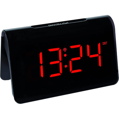 167797 - TFA DOSTMANN ICON Orë Alarmi Dixhitale me Radio, 60.2543.05, me Shtyrje Individuale Kohëzgjatje, 2 Nivele Ndriçimi, Shifra LED Ndritshme të Kuqe, Orë e Kontrolluar me Radio, Ngjyra e Zezë