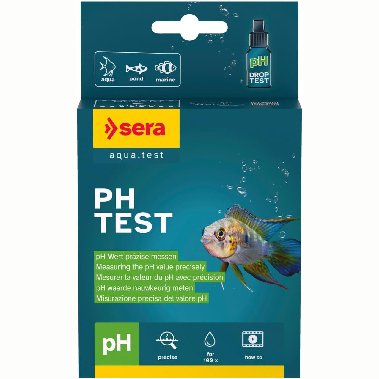234719 - Testi sera pH, Testi i ujit të akuariumit, matje e saktë e pH-it për cilësi optimale të ujit, peshq, bimë dhe baktere të shëndetshme, set i plotë me aksesorë, përafërsisht 100 matje