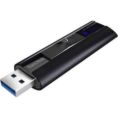 266161 - SANDISK Extreme PRO 256GB - Njësi flash USB, Lexim deri në 420MB/s, Shkrim deri në 380MB/s, RescuePRO Deluxe, Mbrojtje me fjalëkalim, USB 3.2, Kuti metalike alumini e qëndrueshme - E zezë
