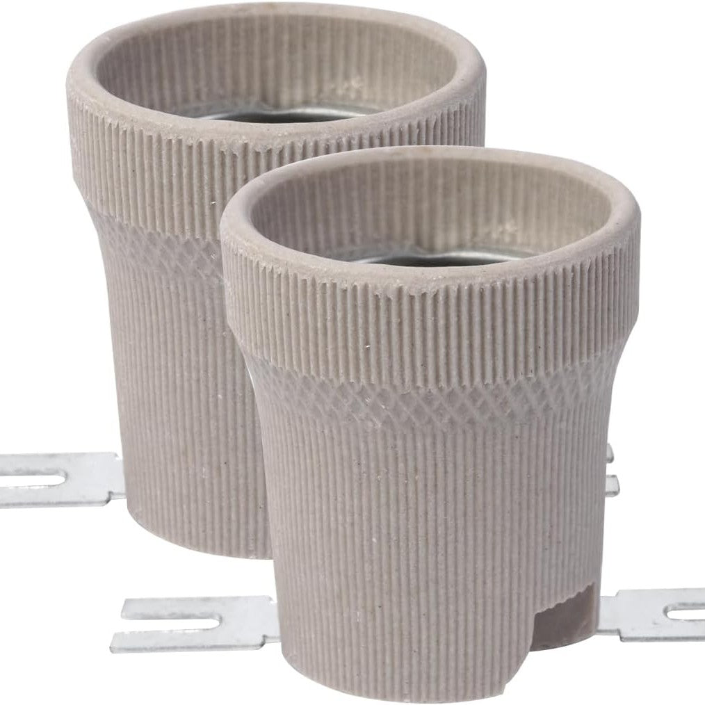 238821 - SARINI Mbajtëse Llambë E27, 2 Copë, Porcelan Qeramik me Vidë E27 për Llamba LED, CFL, Halogjene