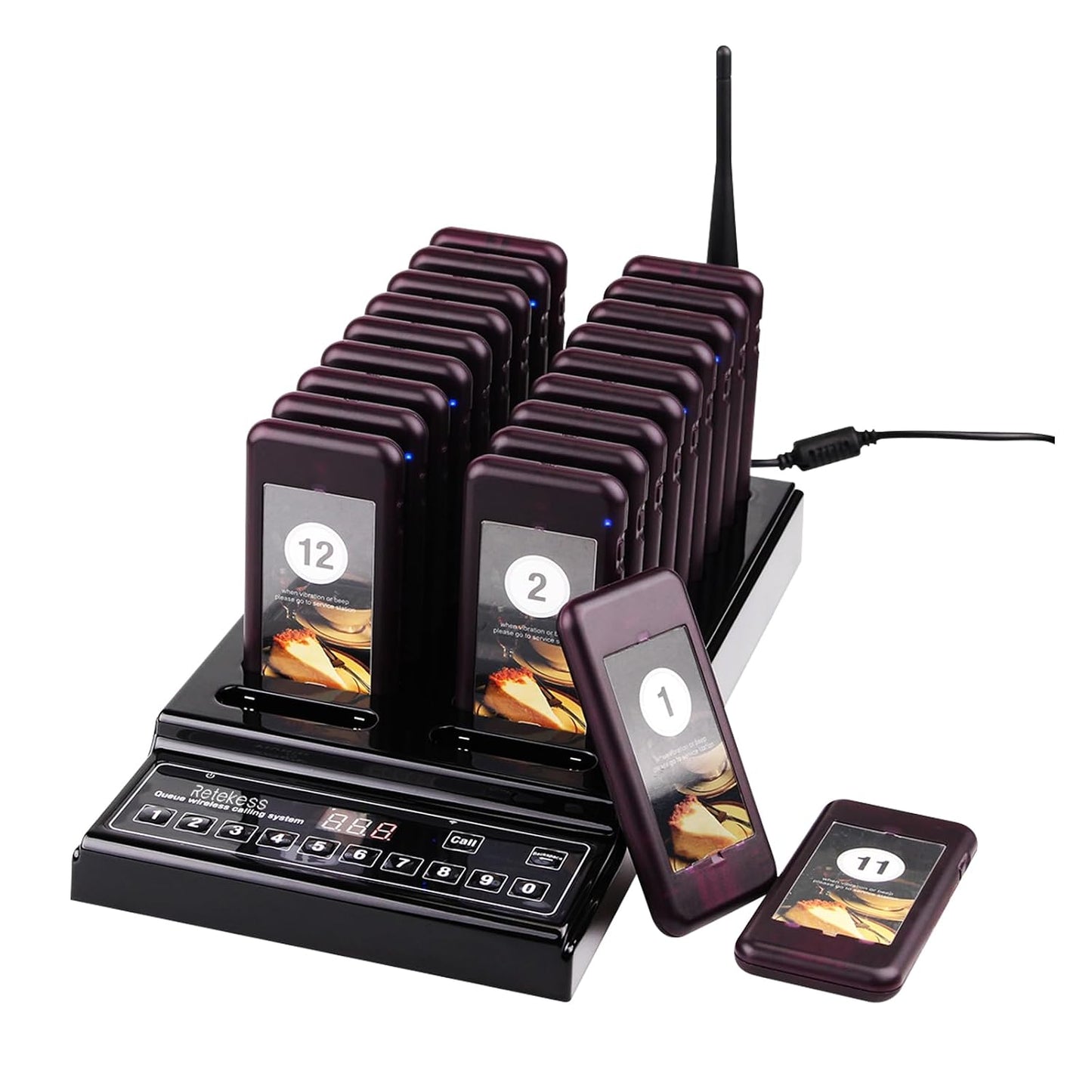 272779 - Retekess Sistemi TD174 Pager, sistem thirrjeje për restorante, rreze 300m, 3 mënyra thirrjeje, tregues baterie