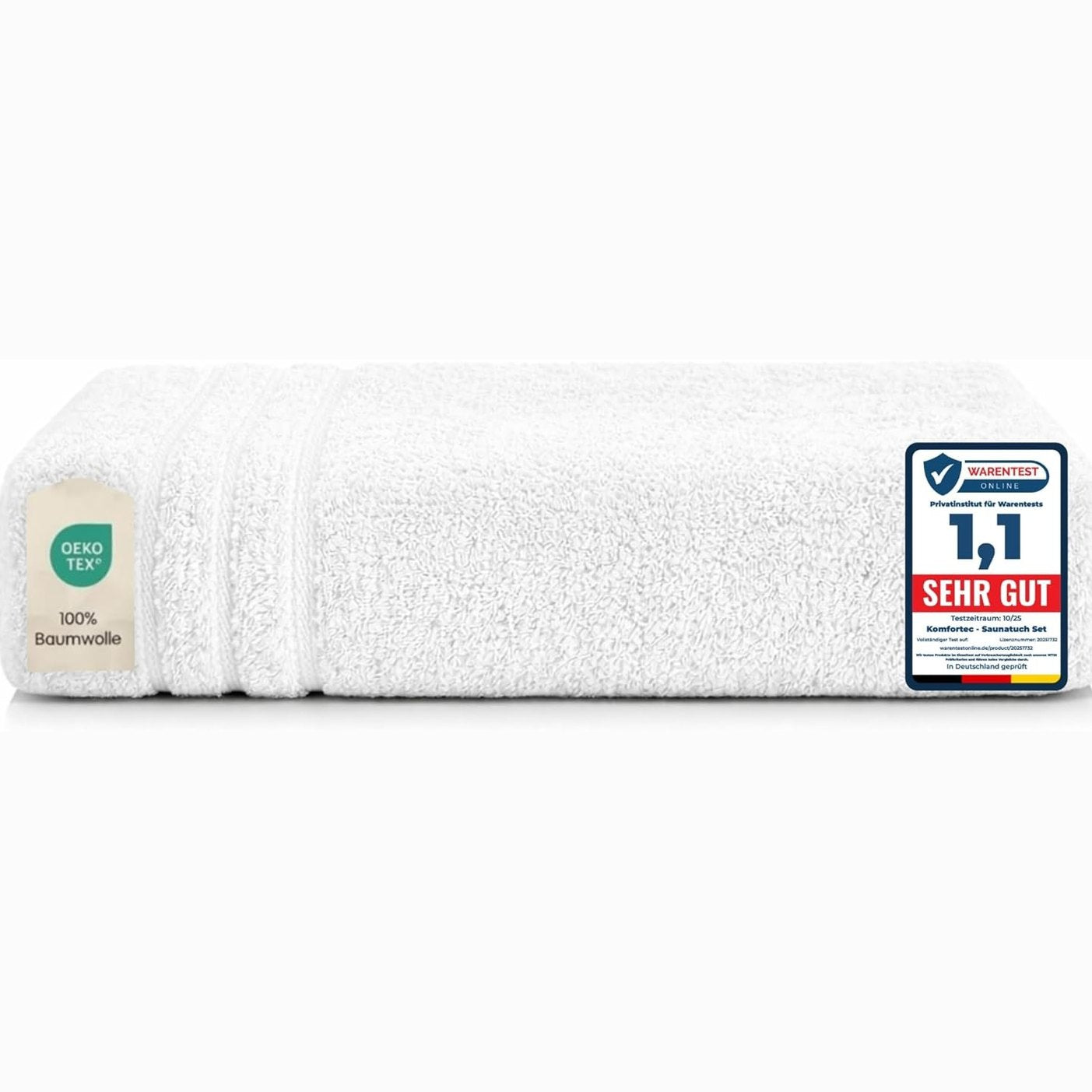 214005 - KOMFORTEC Peshqir banjoje 100x200 cm i bërë nga 100% pambuk, peshqir saune XXL, i bardhë