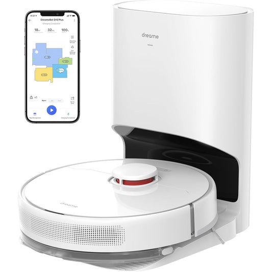 83095 - DREAME Robot Fshesë D10 Plus, Mbledhje Automatike të Pluhurit, Navigim LiDAR, Zbulim Pengesash, Thithje 4000Pa, për Qilima dhe Qime Kafshësh Shtëpiake, Bateri 170 Minuta, WiFi/APP/Alexa Kompatibile