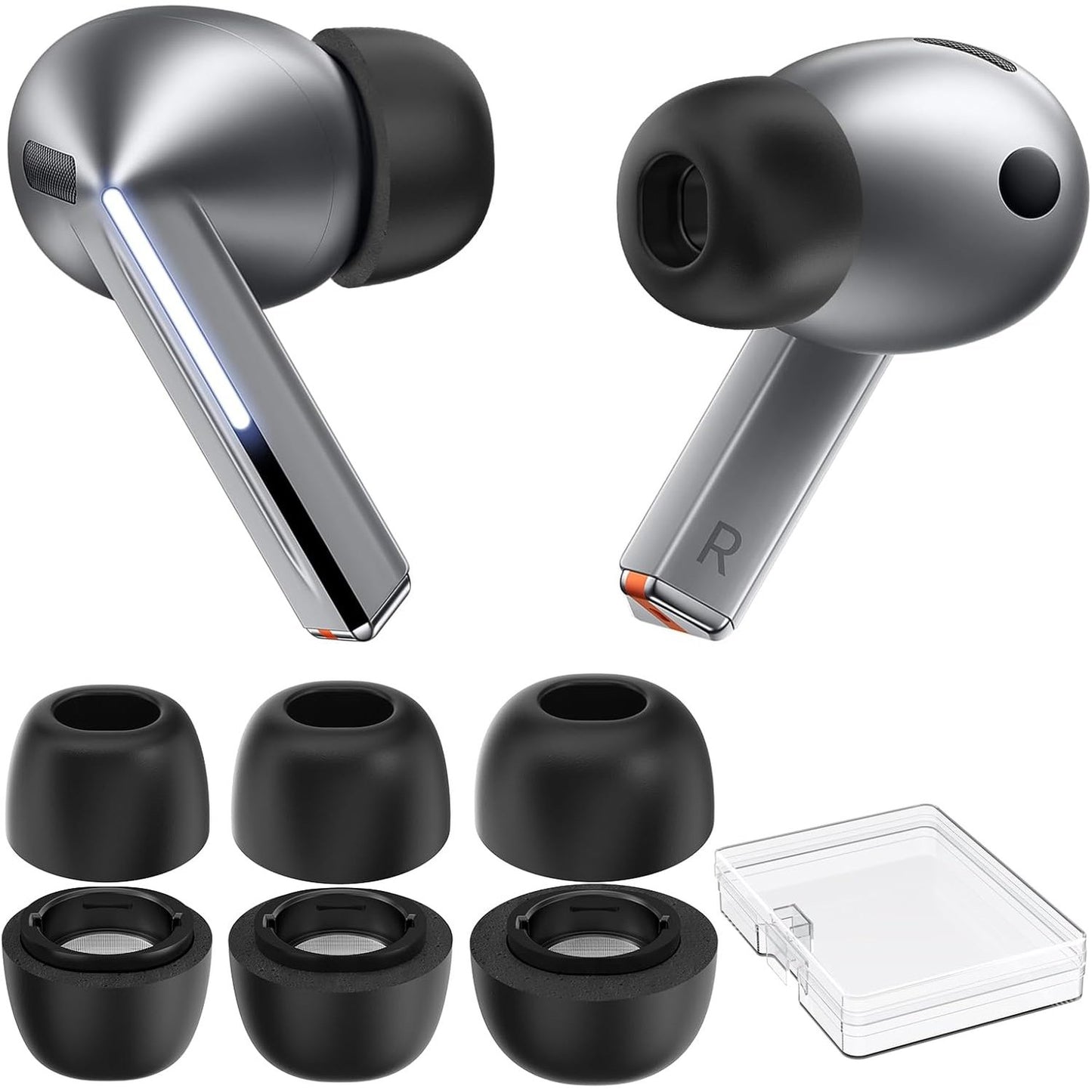277283 - AhaStyle Mbështjellëse veshësh me shkumë memorie për Samsung Galaxy Buds 3 Pro, 3 palë S/M/L