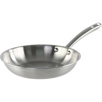 195100 - KAMBERG - Set 3 Tiganësh nga Çeliku Inox 18/10 Triply, Pa PFAS, Madhësi Ø20-24-28 cm, i Përshtatshëm për Sobat dhe Furrën, Modeli 0008282, Ngjyra Gri