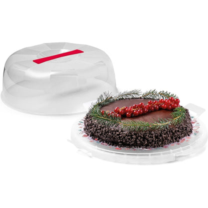 197130 - SNIPS | Kuti Transporti për Torta 'Delice Winter' me 4 Kyçe Sigurie | Madhësia 28 cm Diametër x 9 cm Lartësi | Materiali: Plastikë pa BPA dhe Ftalate | Prodhuar në Itali