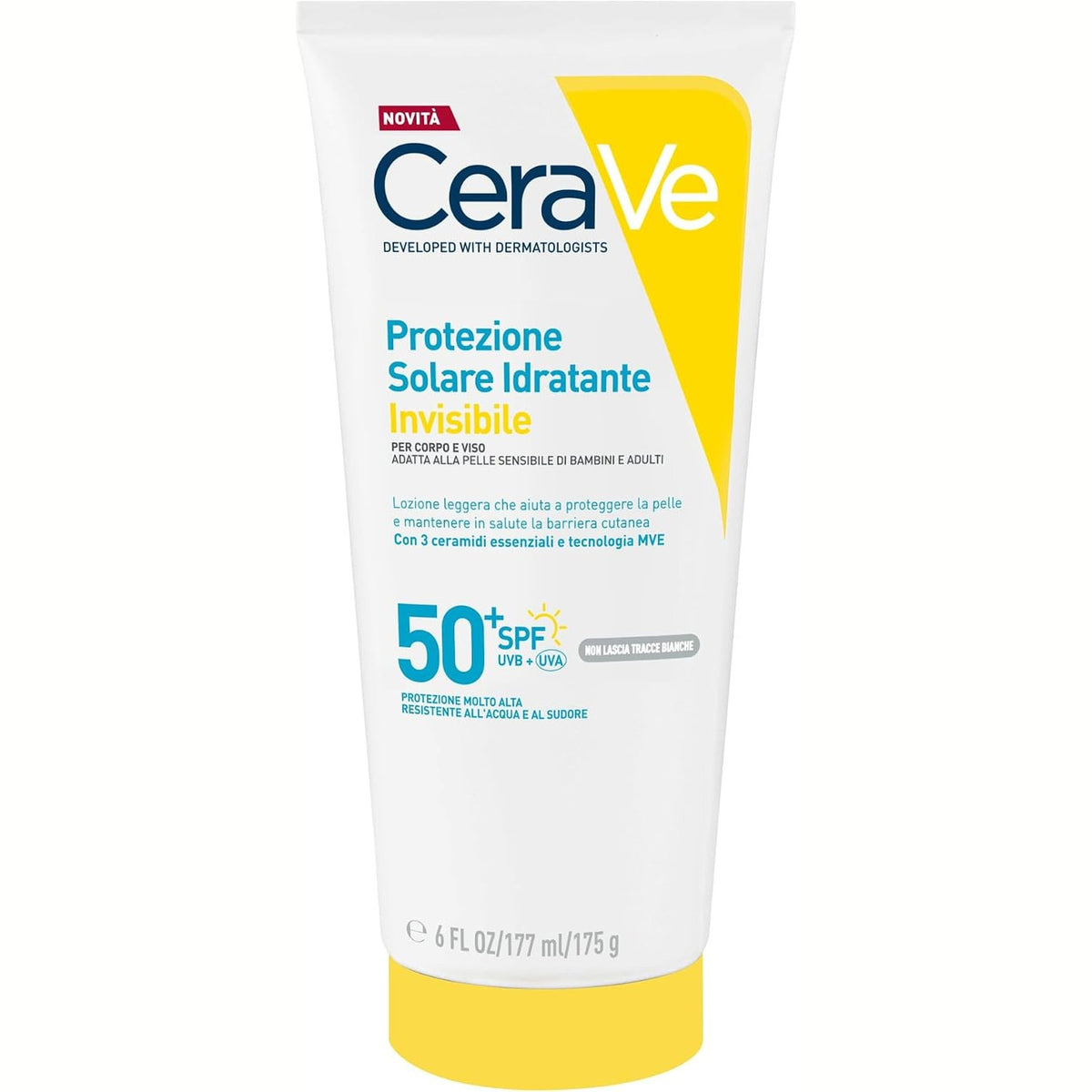 297478 - CERAVE Locion mbrojtës nga dielli Invisible 24h SPF50+, për fëmijë dhe të rritur, hipoalergjik, 3 ceramide, rezistent ndaj ujit